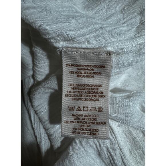 Free People Ivory Boho Gauze Button Front Blouse With Metallic Embroidery Size M - Picture 5 of 6